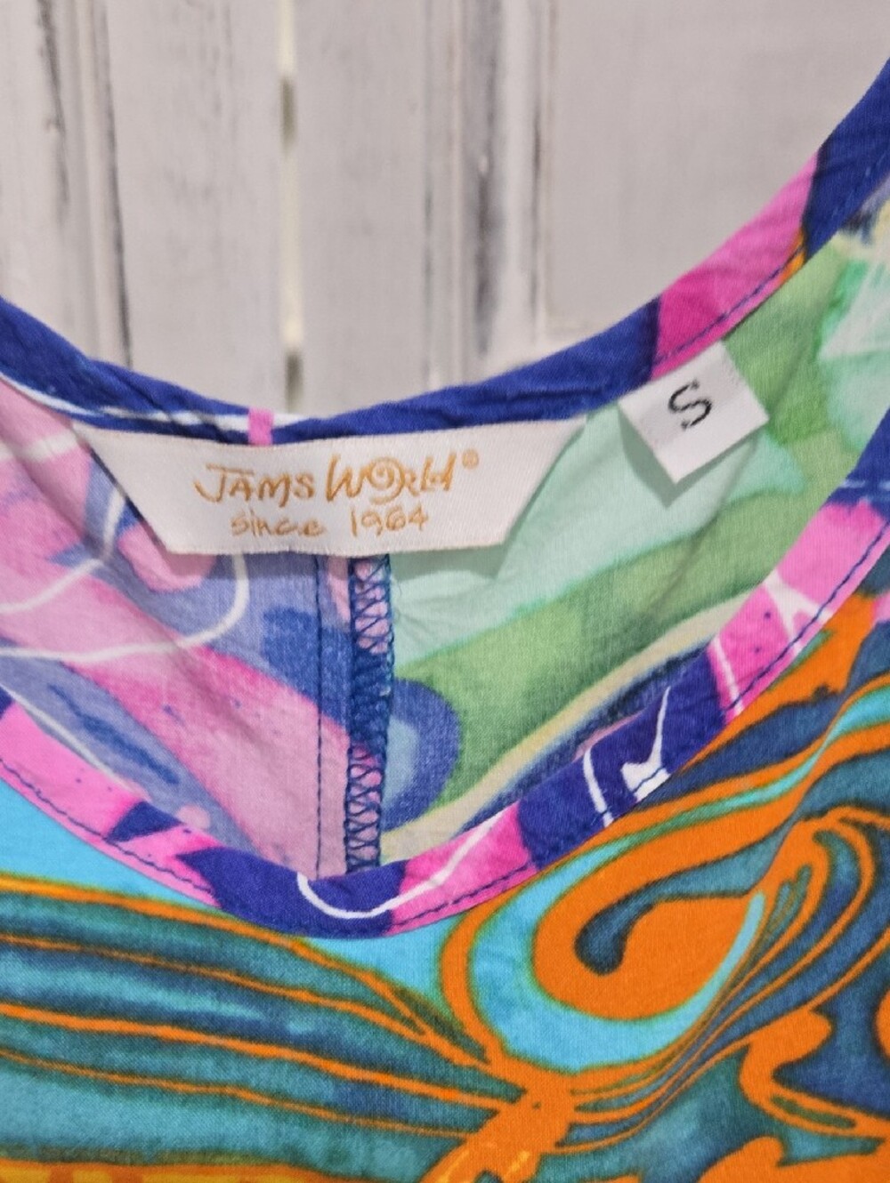 Jams World Multicolor Swirl Print Midi Dress with Purple, Pink, Blue and Orange - Picture 3 of 15